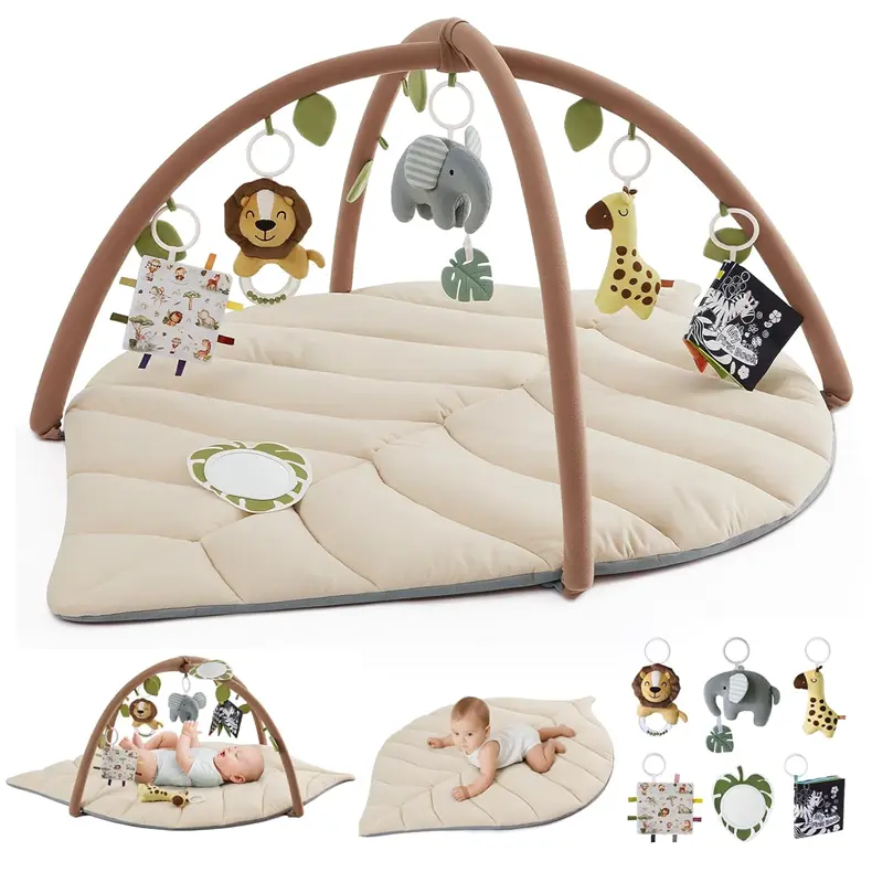 Baby gym & activity mat, leaf shape-white