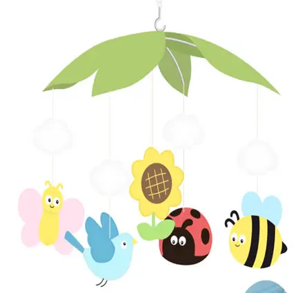 [JM-040] Baby crib mobile with music，flowers & bird